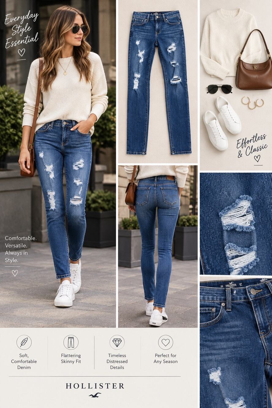 Hollister Distressed Super Skinny Jeans – Women's/Juniors Size 1R (W25)